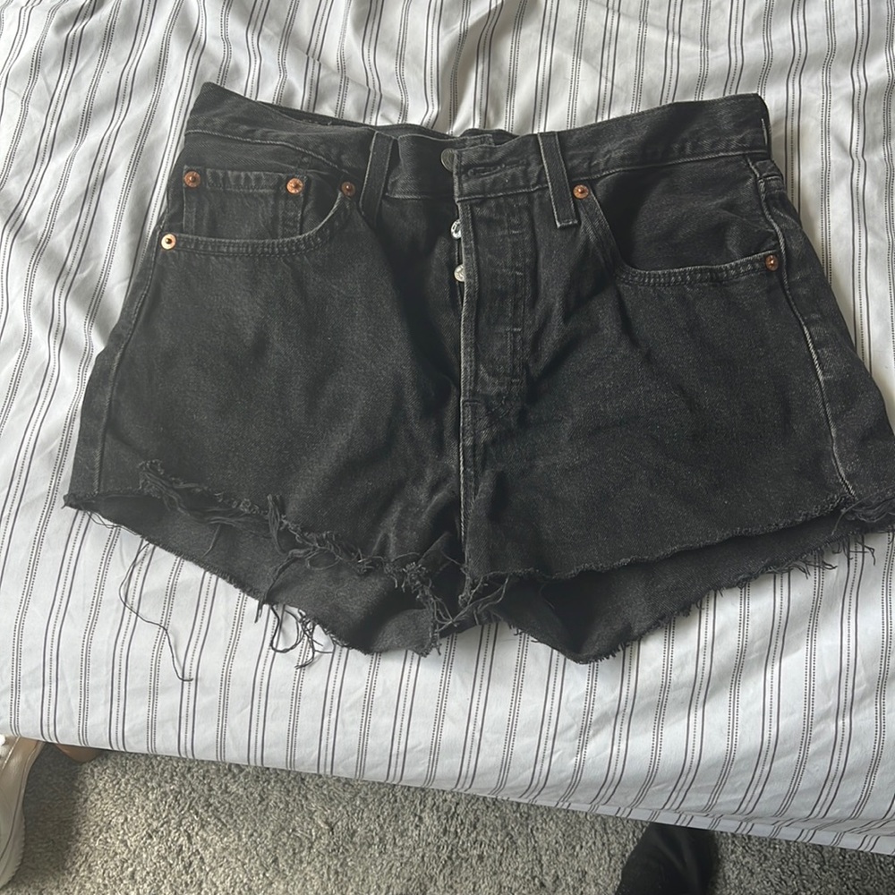 Levis high rise cotton denim shorts